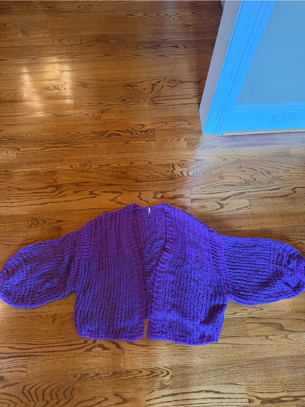 Free People Chunky Open-Front Purple Cardigan